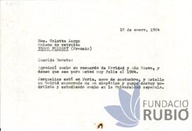 Carta emesa per Fernando Rubió Tudurí a Colette Lorge