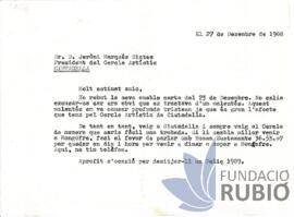 Carta emesa per Fernando Rubió Tudurí a  Jeroni Marqués Sintes