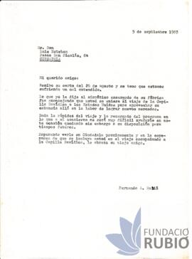 Carta emesa per Fernando Rubió Tudurí a Luis Esteban