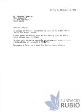 Carta emesa per Fernando Rubió Tudurí a Charles Chambrun