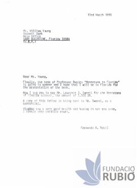 Carta emesa per Fernando Rubió Tudurí a William Young