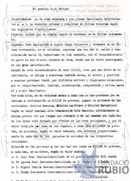 Carta emesa per Fernando Rubió Tudurí a Erique Rubió Boada