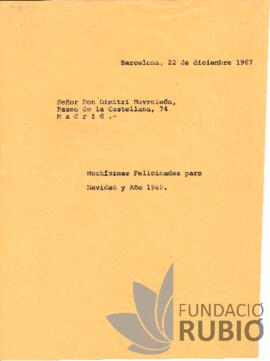 Carta emesa per Fernando Rubió Tudurí a Dimitri Mavroleón