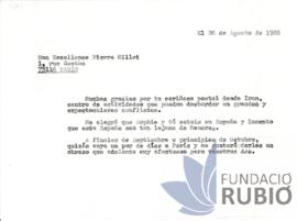 Carta emesa per Fernando Rubió Tudurí a Pierre Millet