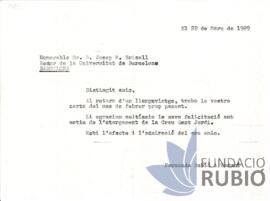 Carta emesa per Fernando Rubió Tudurí a Josep M. Bricall