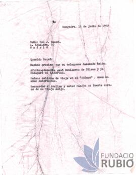 Carta emesa per Fernando Rubió Tudurí a Juan Bauzà