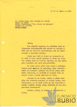 Carta emesa per Fernando Rubió Tudurí a Alfonso de Borbón