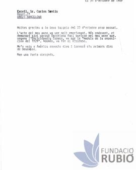 Carta emesa per Fernando Rubió Tudurí a Carlos Sentís