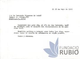 Carta emesa per Fernando Rubió Tudurí a Ma Fernanda Figueroa de Rubió