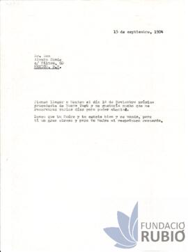 Carta emesa per Fernando Rubió Tudurí a Álvaro Conde