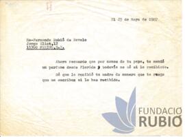 Carta emesa per Fernando Rubió Tudurí a María Fernanda Rubió de Ravelo