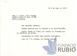 Carta emesa per Fernando Rubió Tudurí a María Alias Tudurí