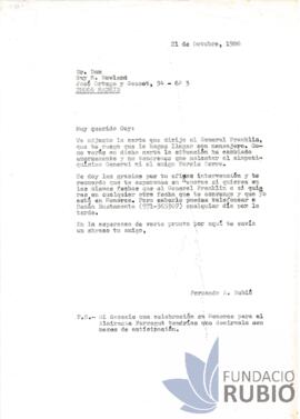 Carta emesa per Fernando Rubió Tudurí a Guy M. Newland