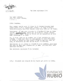 Carta emesa per Fernando Rubió Tudurí a The Lady Warwick