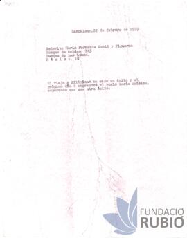 Carta emesa per Fernando Rubió Tudurí a María Fernanda Rubió y Figueroa
