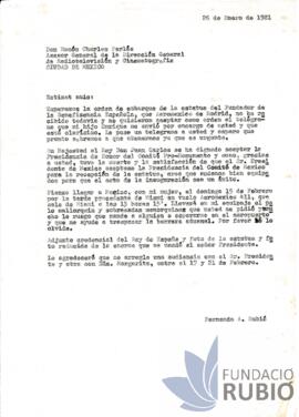 Carta emesa per Fernando Rubió Tudurí a Ramón Charles Perles