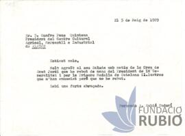 Carta emesa per Fernando Rubió Tudurí a Onofre Pons Quintana