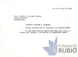 Carta emesa per Fernando Rubió Tudurí a Marifer i Eduardo Ravelo