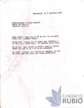 Carta emesa per Fernando Rubió Tudurí a Arielle Malard
