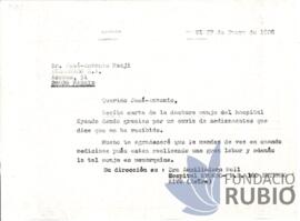 Carta emesa per Fernando Rubió Tudurí a José Antonio Matji