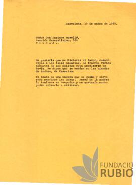 Carta emesa per Fernando Rubió Tudurí a Enrique Roselló