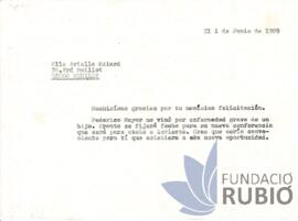 Carta emesa per Fernando Rubió Tudurí a Arielle Malard