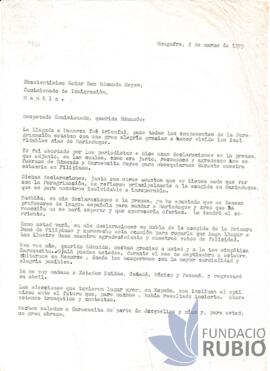 Carta emesa per Fernando Rubió Tudurí a Edmundo Reyes