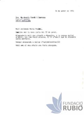 Carta emesa per Fernando Rubió Tudurí a M. Àngels Cerdà i Surroca