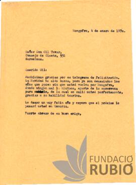 Carta emesa per Fernando Rubió Tudurí a Gil Tovar