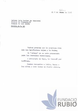 Carta emesa per Fernando Rubió Tudurí a Marina de Escandón