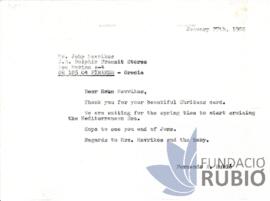 Carta emesa per Fernando Rubió Tudurí a John Mavrikos