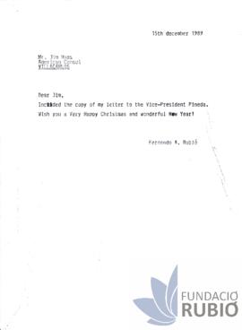 Carta emesa per Fernando Rubió Tudurí a Jim Maps