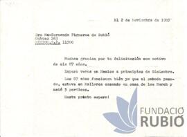 Carta emesa per Fernando Rubió Tudurí a Mª Fernanda Figueroa de Rubió
