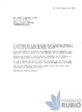 Carta emesa per Fernando Rubió Tudurí a Pablo Escandón