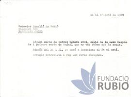 Carta emesa per Fernando Rubió Tudurí a Mercedes Roselló Rubió