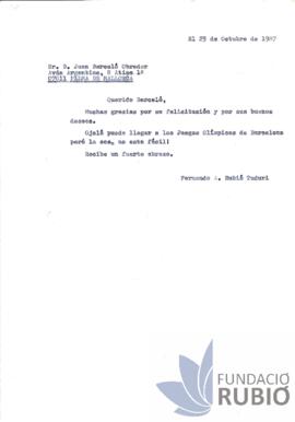 Carta emesa per Fernando Rubió Tudurí a Juan Barceló Obrador