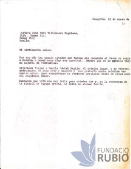 Carta emesa per Fernando Rubió Tudurí a Nori Villanueva Ongsiako