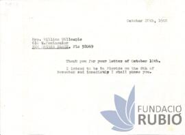 Carta emesa per Fernando Rubió Tudurí a William Gillespie