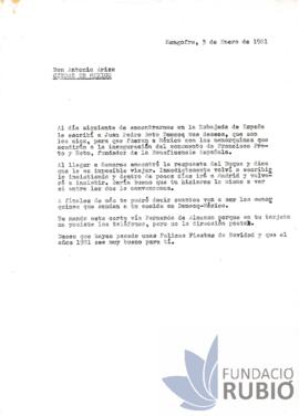 Carta emesa per Fernando Rubió Tudurí a Antonio Ariza