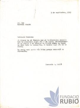 Carta emesa per Fernando Rubió Tudurí a Hermann Stoldt
