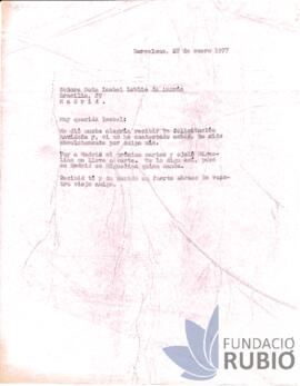 Carta emesa per Fernando Rubió Tudurí a Isabel Leblic