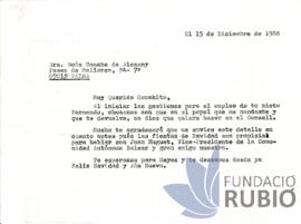 Carta emesa per Fernando Rubió Tudurí a Concha de Alemany
