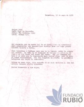 Carta emesa per Fernando Rubió Tudurí a María Cusi de Escandón