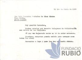 Carta emesa per Fernando Rubió Tudurí a