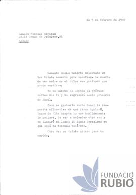 Carta emesa per Fernando Rubió Tudurí a la Comtessa de Darnius