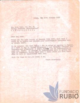 Carta emesa per Fernando Rubió Tudurí a Mr. E. B. Herr