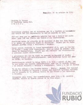Carta emesa per Fernando Rubió Tudurí a e. Goumas