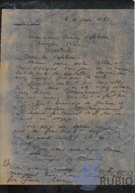 Carta emesa per Fernando Rubió Tudurí a Lucien Lefebvre