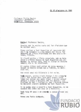 Carta emesa per Fernando Rubió Tudurí a Philip Rasico