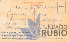 Postal emesa per Fernando Rubió Tudurí a Pere Pruna